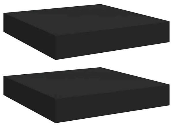 Plutajuće zidne police 2 kom crne 23 x 23 5 x 3 8 cm MDF - Crna 23 x 23.5 x 3.8 cm 2 1