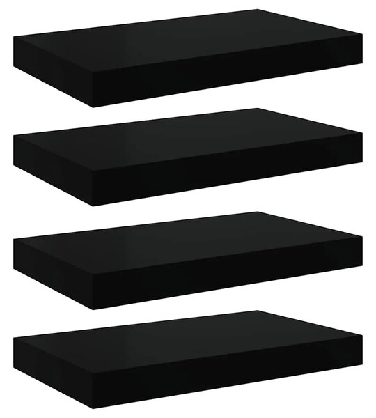 Plutajuće zidne police 4 kom sjajne crne 40 x 23 5 x 3 8 cm MDF - visoko sjajno crna 40 x 23.5 x 3.8 cm 4 1
