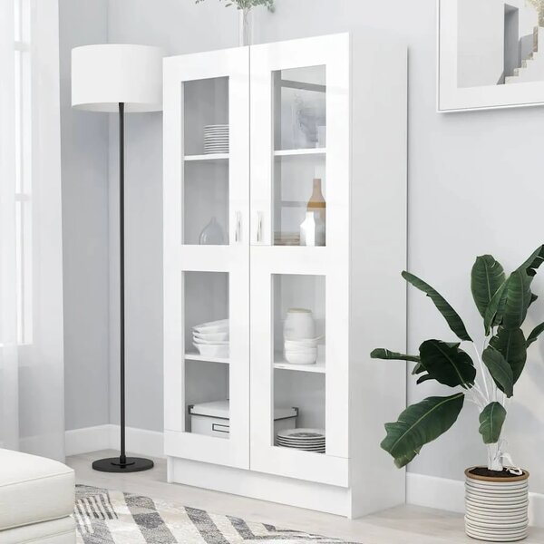 Vitrina bijela 82 5 x 30 5 x 150 cm konstruirano drvo - Bijela 1 150 cm Bijela