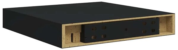 Plutajuće zidne police 2 kom crne 23 x 23 5 x 3 8 cm MDF - Crna 23 x 23.5 x 3.8 cm 2 1