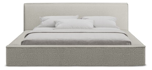 Svijetlo sivi tapecirani bračni krevet s prostorom za odlaganje s okvirom od letvica 180x200 cm Noho - Makamii
