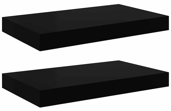 Plutajuće zidne police 2 kom crne 40 x 23 5 x 3 8 cm MDF - Crna 40 x 23.5 x 3.8 cm 2 1