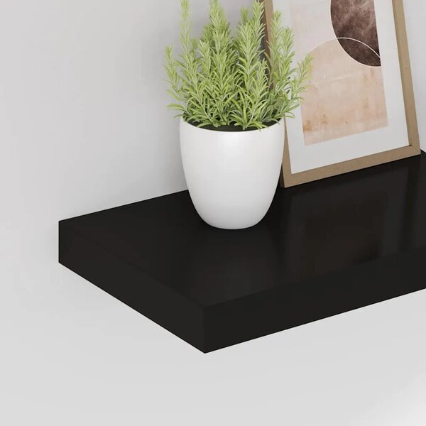 Plutajuće zidne police 2 kom crne 40 x 23 5 x 3 8 cm MDF - Crna 40 x 23.5 x 3.8 cm 2 1