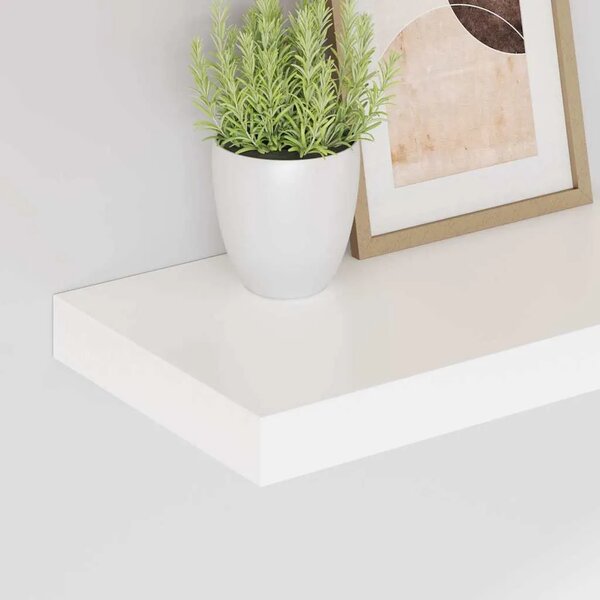 Plutajuće zidne police 2 kom sjajne bijele 40 x 23 5 x 3 8 cm MDF - Visoko sjajno bijela 40 x 23.5 x 3.8 cm 2 1