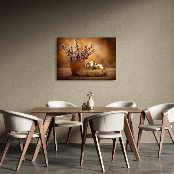 Staklena slika jaja i mačaka (70x50 cm)