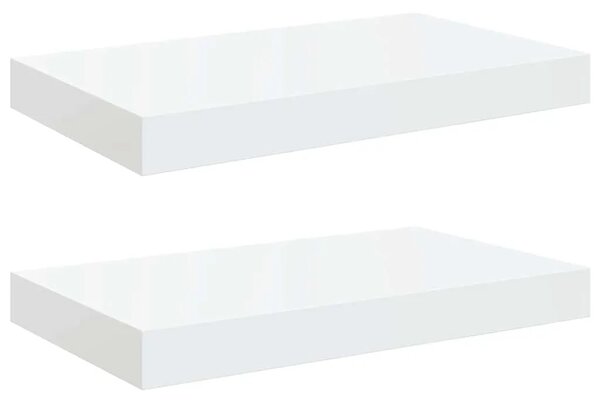 Plutajuće zidne police 2 kom sjajne bijele 40 x 23 5 x 3 8 cm MDF - Visoko sjajno bijela 40 x 23.5 x 3.8 cm 2 1