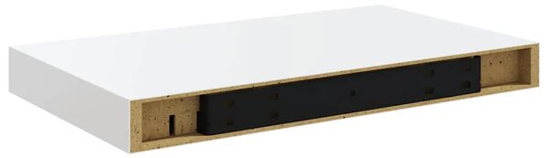 Plutajuće zidne police 2 kom sjajne bijele 40 x 23 5 x 3 8 cm MDF - Visoko sjajno bijela 40 x 23.5 x 3.8 cm 2 1
