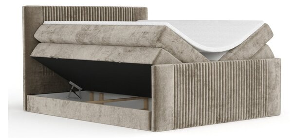 Svjetlo smeđi boxspring krevet s prostorom za odlaganje 140x200 cm Bergamo – Maison de Rêve