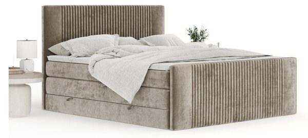 Svjetlo smeđi boxspring krevet s prostorom za odlaganje 140x200 cm Bergamo – Maison de Rêve