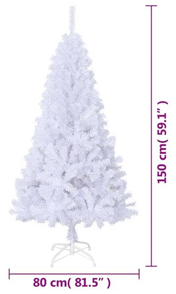 Umjetno božićno drvce s gustim granama bijelo 150 cm PVC - Bijela 1 680 1