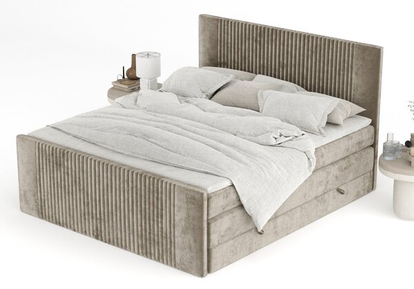 Svjetlo smeđi boxspring krevet s prostorom za odlaganje 140x200 cm Bergamo – Maison de Rêve