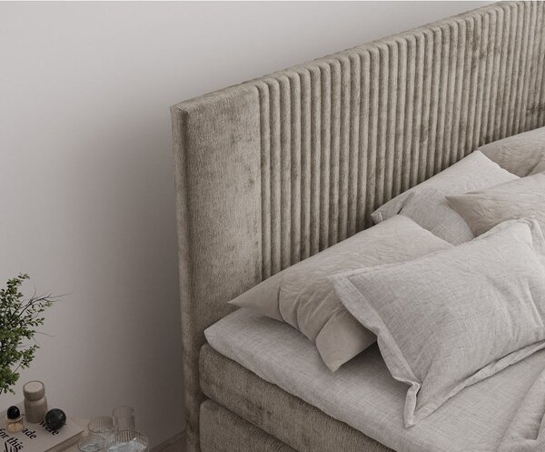 Svjetlo smeđi boxspring krevet s prostorom za odlaganje 140x200 cm Bergamo – Maison de Rêve