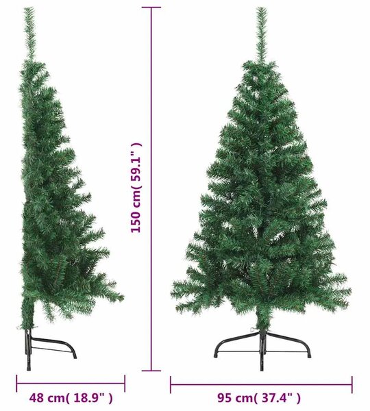 Umjetna polovica božićnog drvca sa stalkom zelena 150 cm PVC - Zelena 150 cm 1 1