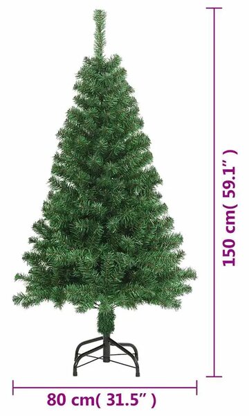 Umjetno božićno drvce s gustim granama zeleno 150 cm PVC - Zelena 1 680 1