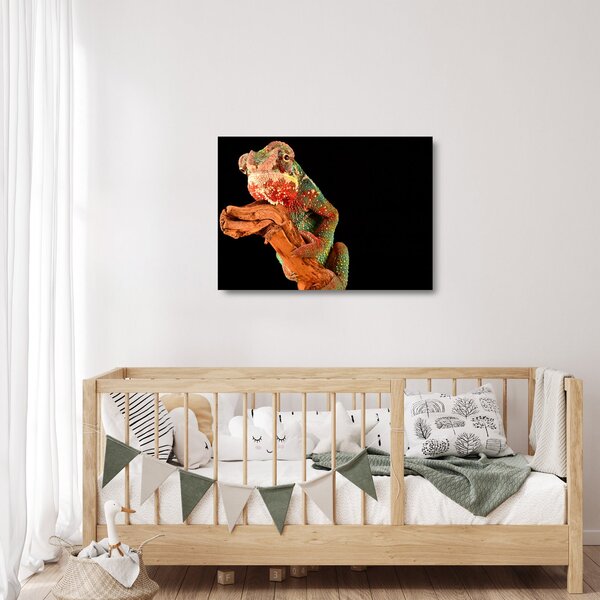 Staklena slika kameleona na grani (70x50 cm)