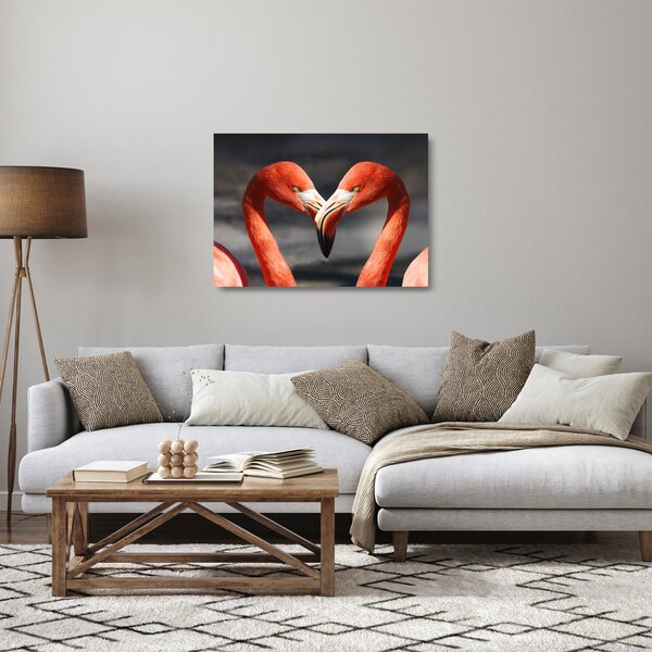 Staklena slika dva zaljubljena flaminga (70x50 cm)