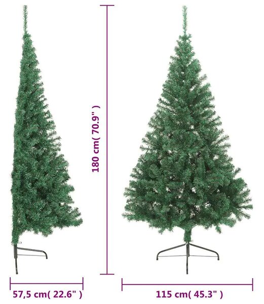 Umjetna polovica božićnog drvca sa stalkom zelena 180 cm PVC - Zelena 180 cm 1 1