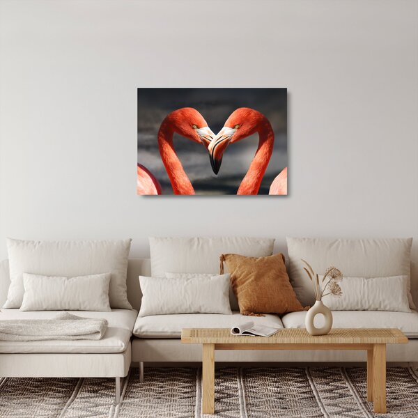 Staklena slika dva zaljubljena flaminga (70x50 cm)