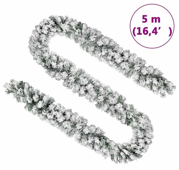 Božićna girlanda sa snijegom zelena 5 m PVC - 5 m 1 S nagomilanim snijegom 5 m