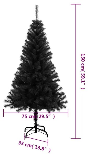 Umjetno božićno drvce sa stalkom crno 150 cm PVC - Crna 150 cm 1 1