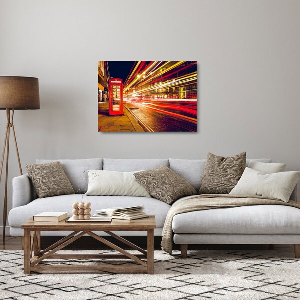 Staklena slika crvene londonske telefonske govornice (70x50 cm)