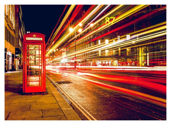 Staklena slika crvene londonske telefonske govornice (70x50 cm)
