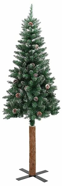Tanko božićno drvce s pravim drvom i snijegom zeleno 150 cm - 150 x 66 cm 1 Sa bijelim snijegom 1