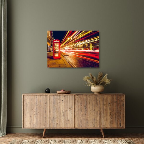 Staklena slika crvene londonske telefonske govornice (70x50 cm)