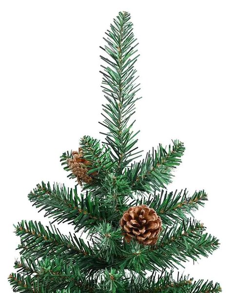 Tanko božićno drvce s pravim drvom i šiškama zeleno 150 cm PVC - 150 x 66 cm 1 Sa čunjevima 1