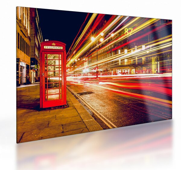 Staklena slika crvene londonske telefonske govornice (70x50 cm)