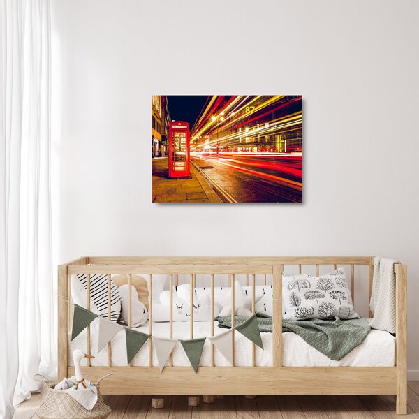 Staklena slika crvene londonske telefonske govornice (70x50 cm)