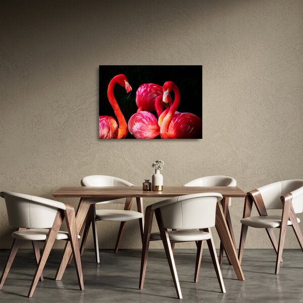 Staklena slika crvenih flaminga (70x50 cm)