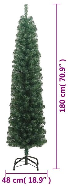 Tanko umjetno božićno drvce sa stalkom zeleno 180 cm PVC - Zelena 180 cm 1 Osnovni