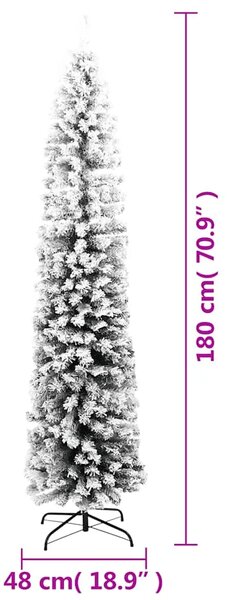 Tanko umjetno božićno drvce sa snijegom zeleno 180 cm PVC - Zelena i bijela 180 cm 1 Osnovni