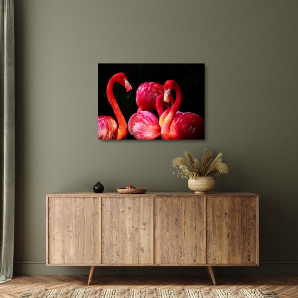 Staklena slika crvenih flaminga (70x50 cm)