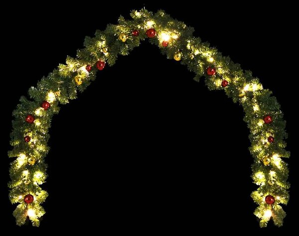 Božićna girlanda ukrašena kuglicama i LED svjetlima 5 m - 5 m 1 s kuglicama i LED svjetlima 1