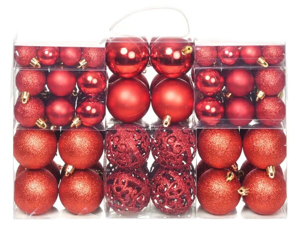 Set božićnih kuglica 100 komada 3/4/6 cm crveni - Crvena 100 Crvena