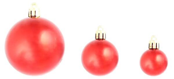 Set božićnih kuglica 100 komada 3/4/6 cm crveni - Crvena 100 Crvena