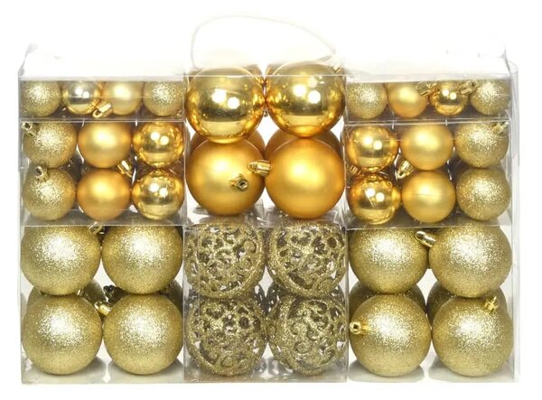 Set božićnih kuglica 100 komada 3/4/6 cm zlatni - Zlatno 100 Zlatno