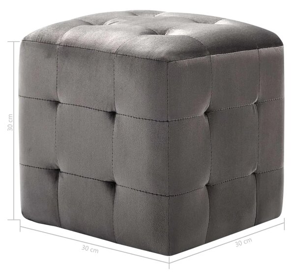 Noćni ormarići 2 kom sivi 30 x 30 x 30 cm od baršunaste tkanine - Siva 2 Siva