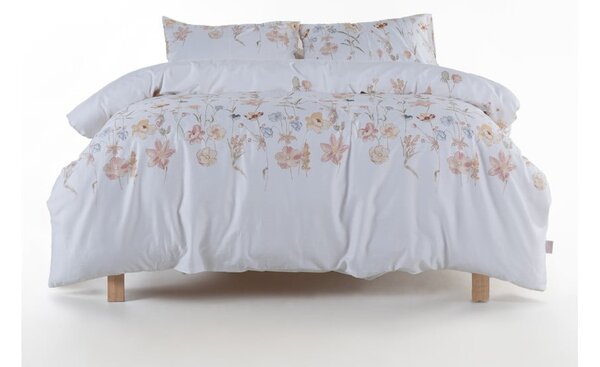 Bijela posteljina za bračni krevet/za produženi krevet od pamučnog satena 240x220 cm Ivory Garden Floral – Mila Home Luxury