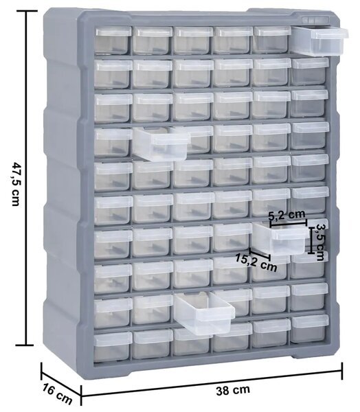 Organizator sa 60 ladica 38 x 16 x 47 5 cm - Siva 60 ladica 1 1