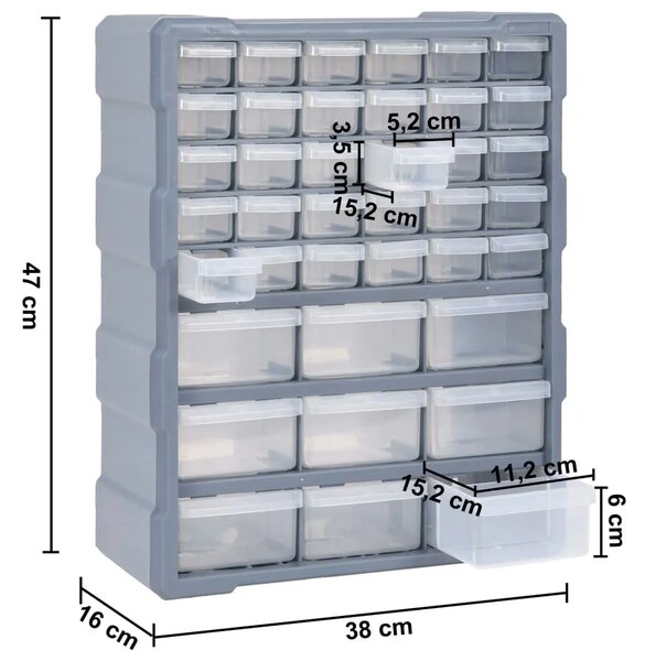 Organizator s 39 ladica 38 x 16 x 47 cm - Siva 39 ladica 1 1