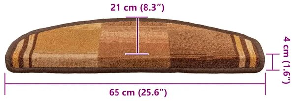 Ljepljivi tepisi za stepenice 15 kom smeđi 65 x 21 x 4 cm - Smeđa 15 Polukružno Smeđa