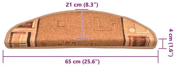 Ljepljivi tepisi za stepenice 15 kom bež 65 x 21 x 4 cm - Bež 15 Polukružno Bež