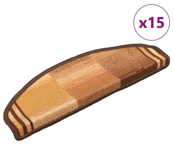 Ljepljivi tepisi za stepenice 15 kom smeđi 65 x 21 x 4 cm - Smeđa 15 Polukružno Smeđa