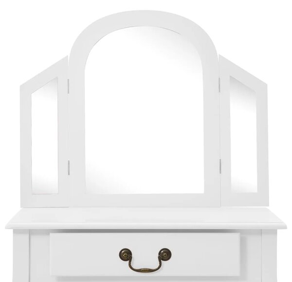 Toaletni stolić sa stolcem bijeli 65x36x128 cm paulovnija i MDF - Bijela 1 Bijela