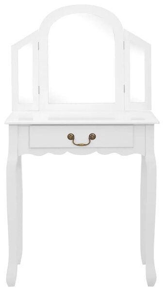 Toaletni stolić sa stolcem bijeli 65x36x128 cm paulovnija i MDF - Bijela 1 Bijela