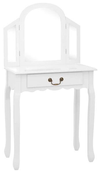 Toaletni stolić sa stolcem bijeli 65x36x128 cm paulovnija i MDF - Bijela 1 Bijela