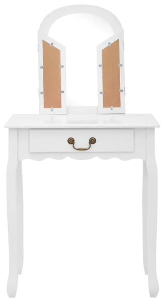 Toaletni stolić sa stolcem bijeli 65x36x128 cm paulovnija i MDF - Bijela 1 Bijela
